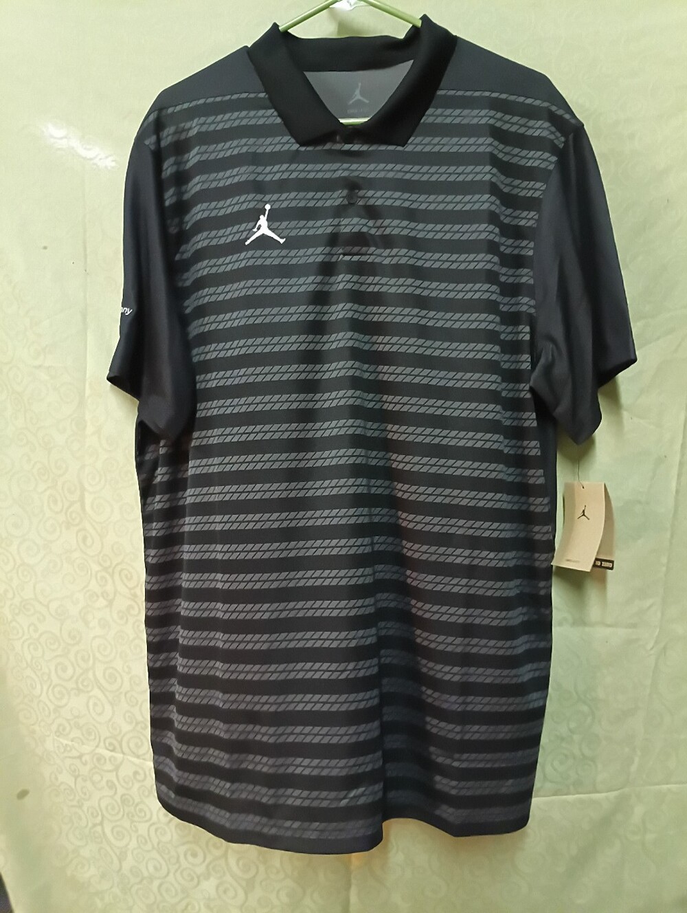 Jordan Men’s Black/Gray Striped "Peach Bowl Challenge ", Dri Fit Polo Shirt